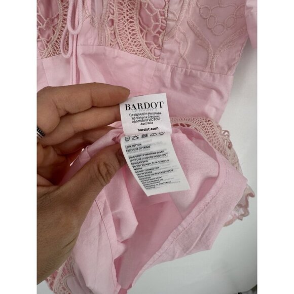 Bardot Embroidered Doily Dress In Blush Women’s 4 Read $208 - Picture 4 of 14